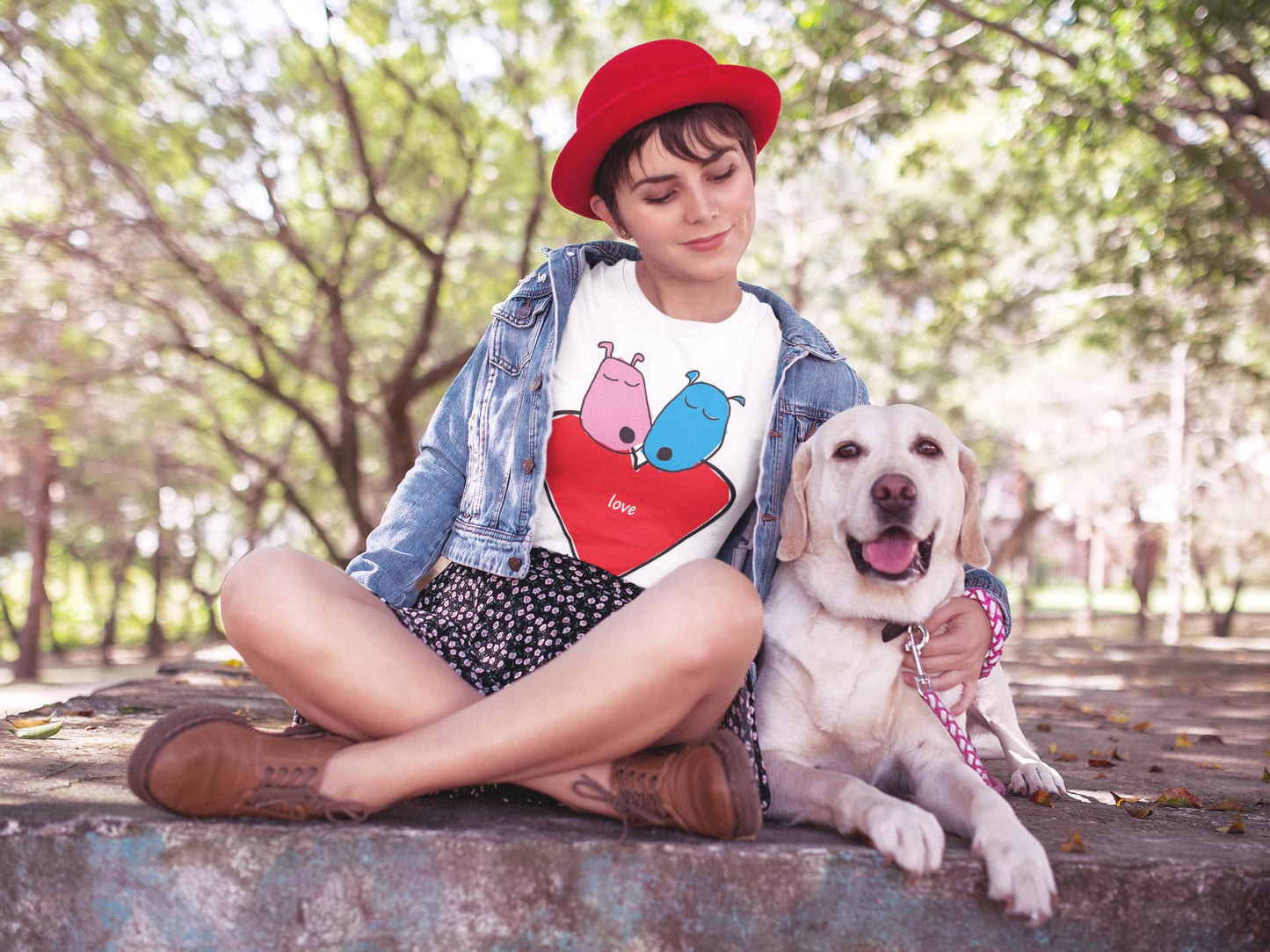 Cute Dogs T-Shirt With Heart By Mike Dido