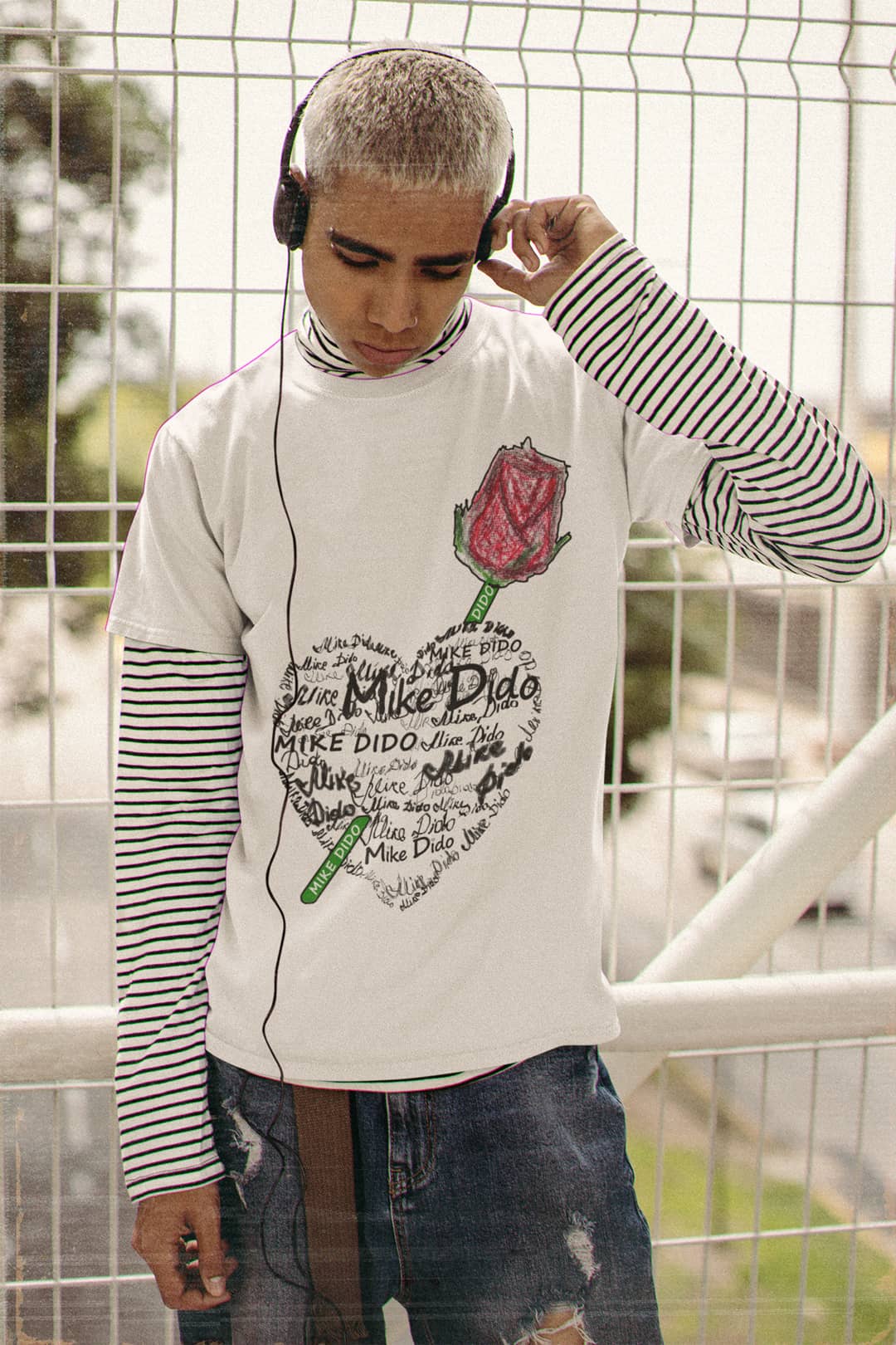 Logo T Shirt Heart Rose by Mike Dido