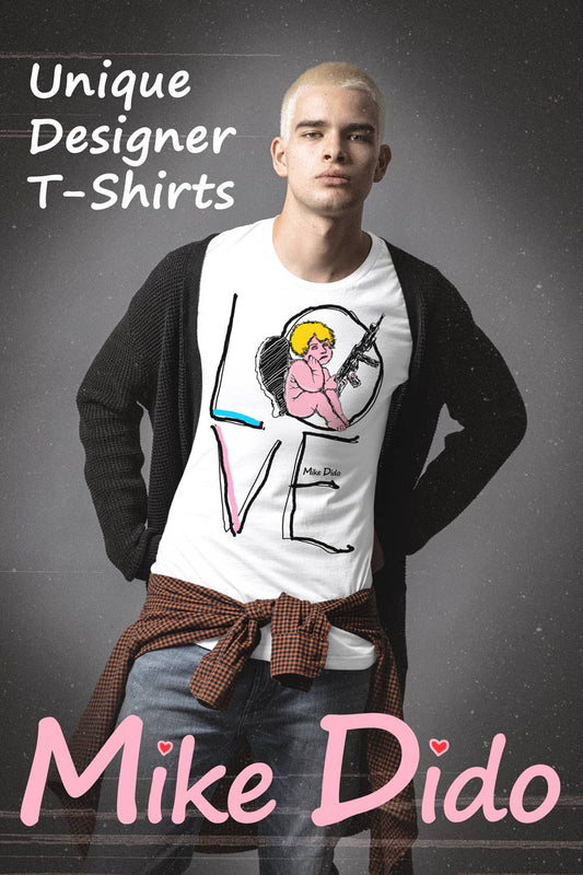 Trendy Love T-Shirt Angel With A Gun by Mike Dido