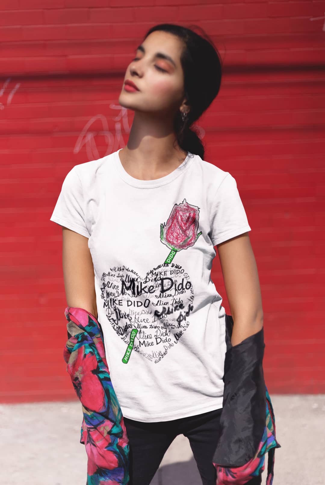 Logo T Shirt Heart Rose by Mike Dido