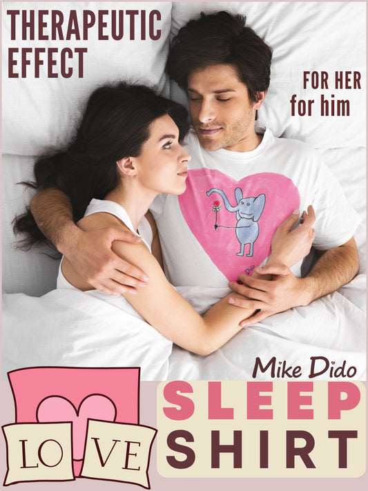 Sleep Shirt With Elephant And Pink Heart by Mike Dido