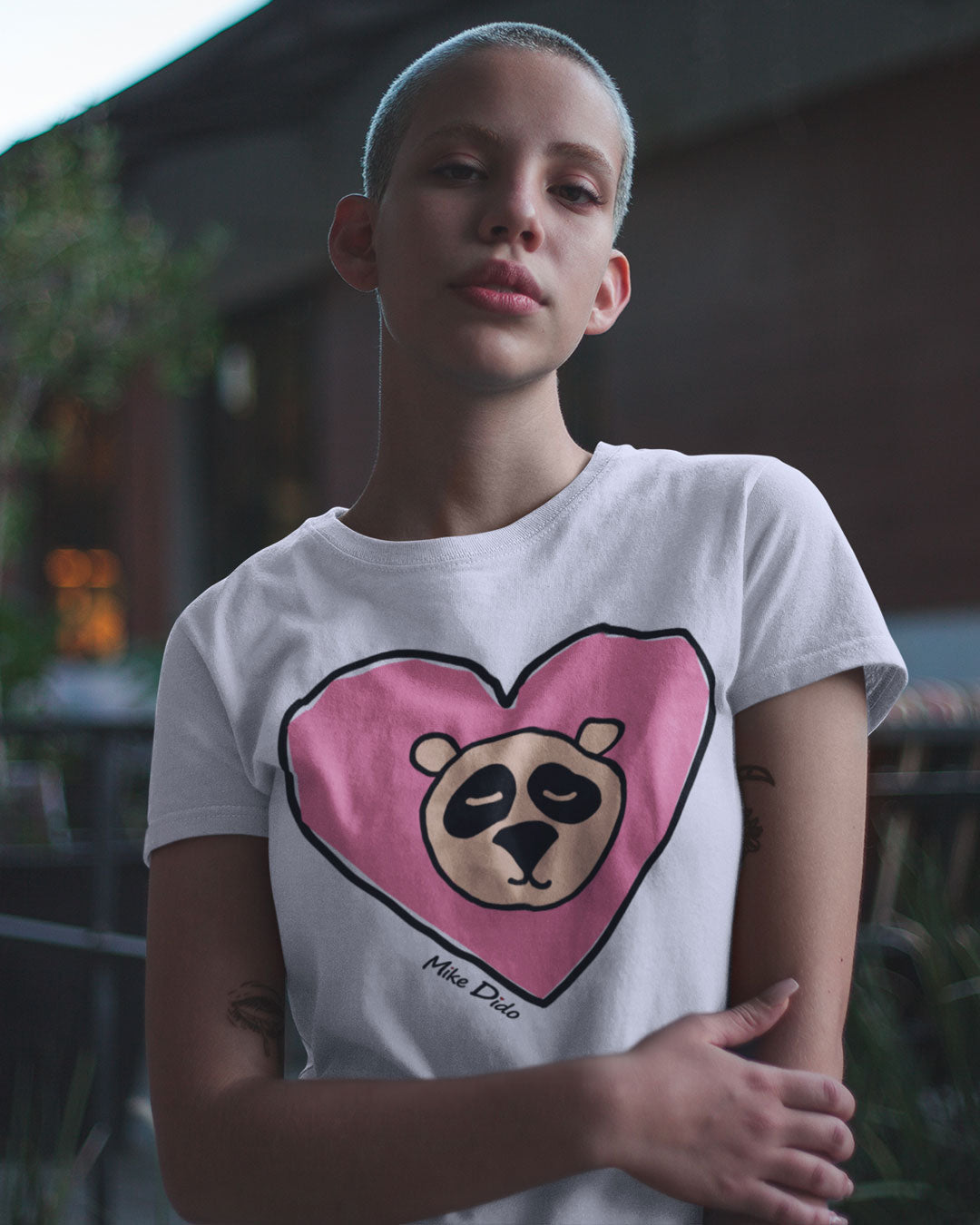 Funny T-Shirt With Panda And Heart By Mike Dido