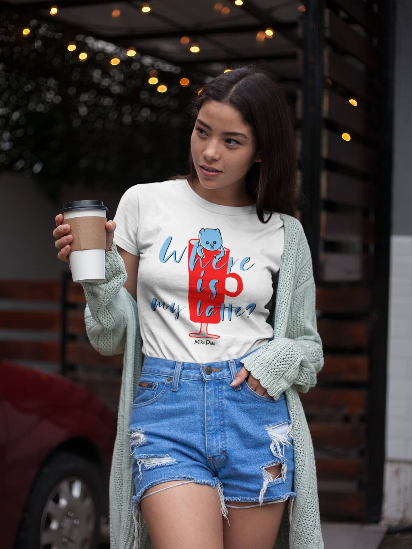 Cute Shirt With Dog And Coffee For Women Men by Mike Dido