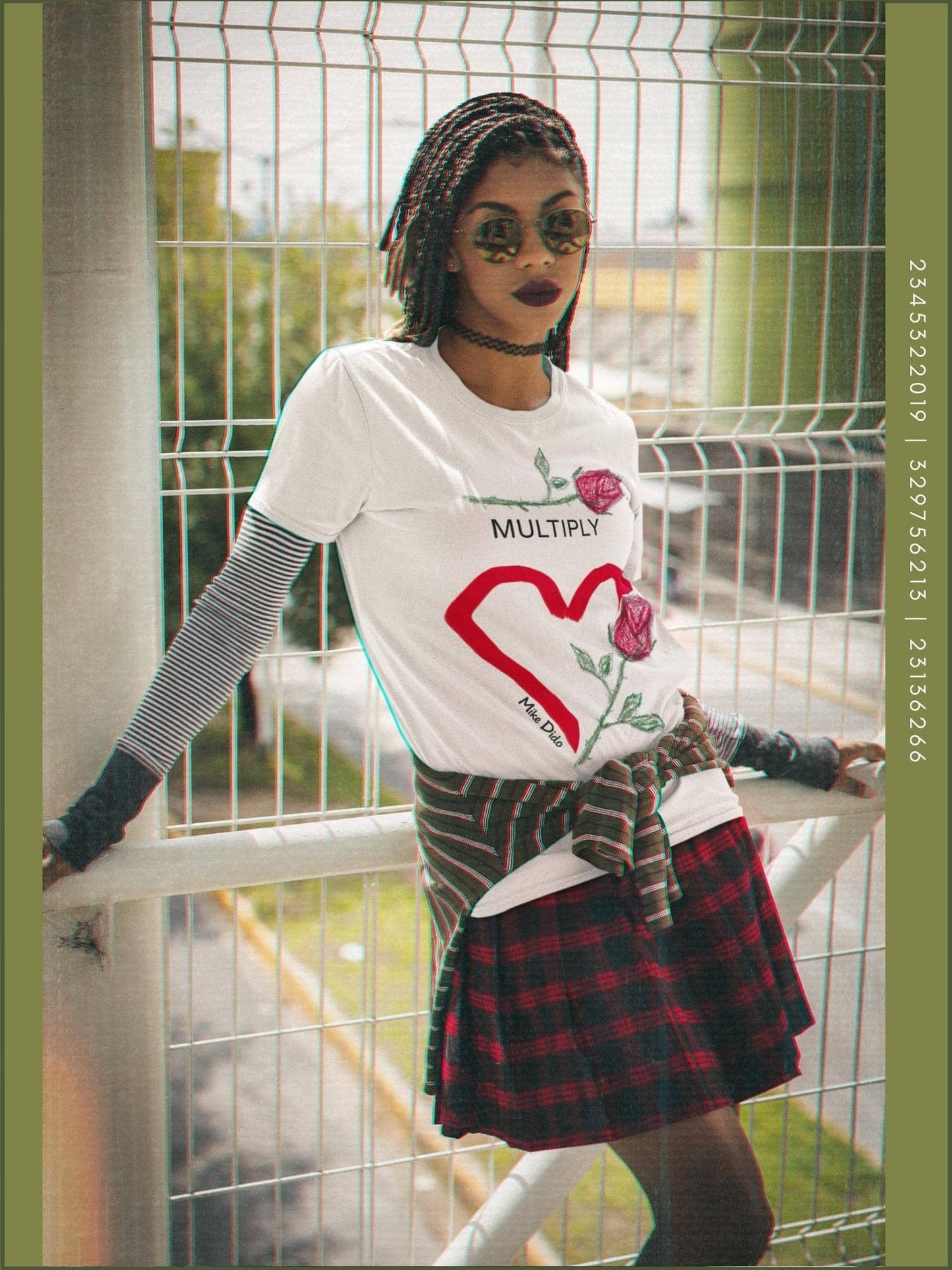 Vintage Graphic Tee Roses Heart by Mike Dido