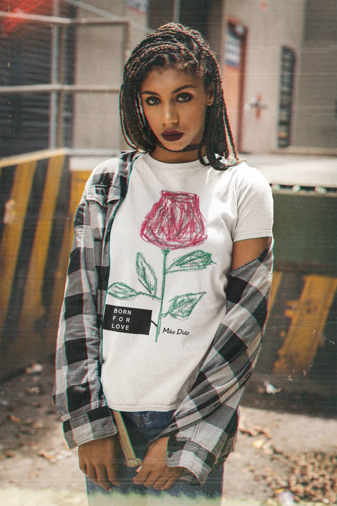 Graphic Tee Rose Flower Born To Love by Mike Dido