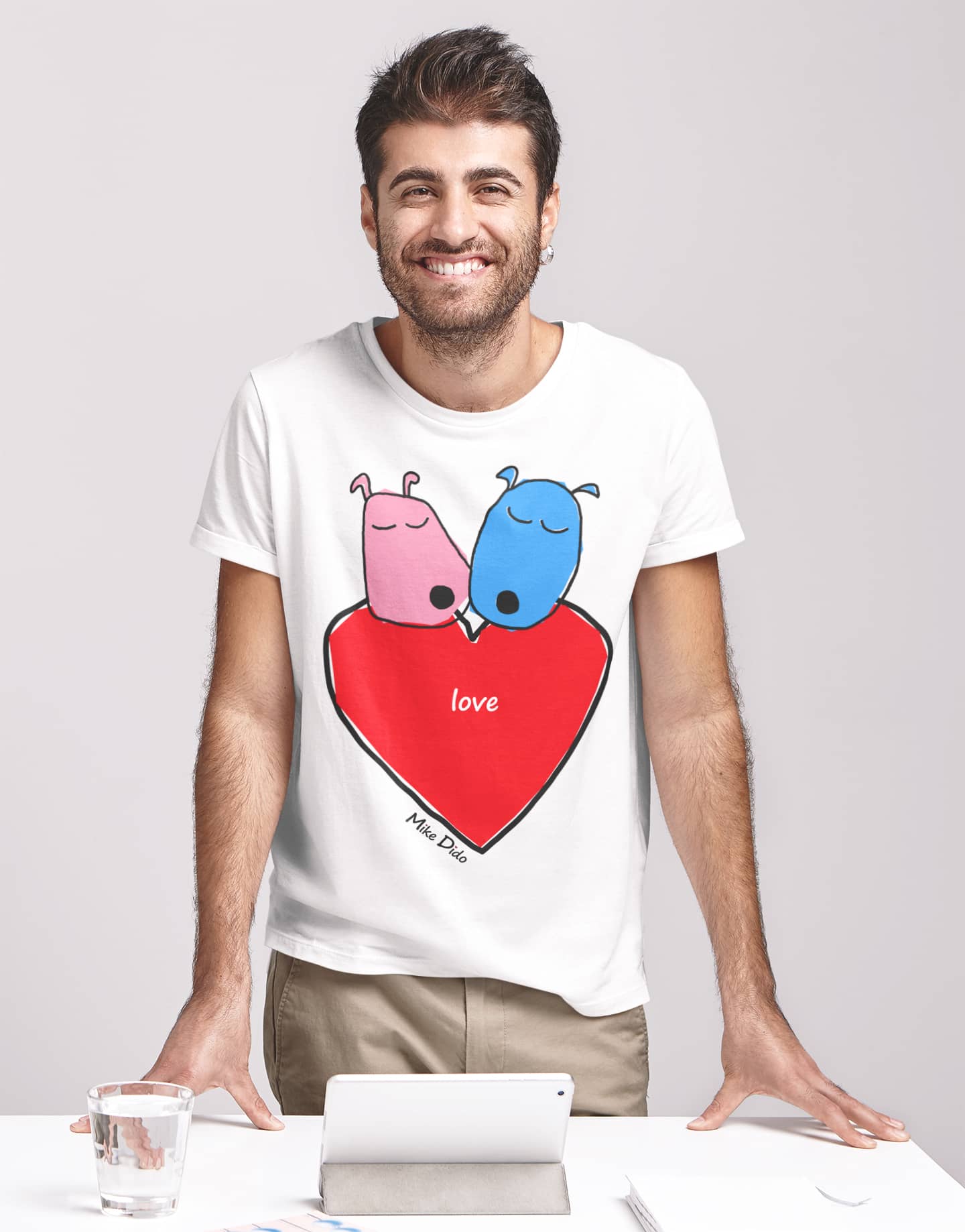 Cute Dogs T-Shirt With Heart By Mike Dido