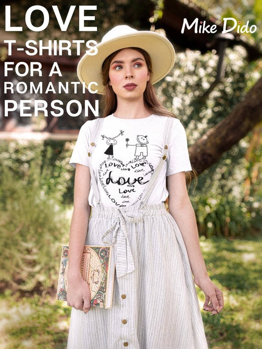 White And Black Graphic Tee Love Heart Lovers by Mike Dido