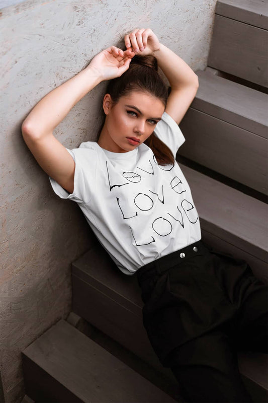 Love Slogan Cotton T-Shirt For Women And Men by Mike Dido