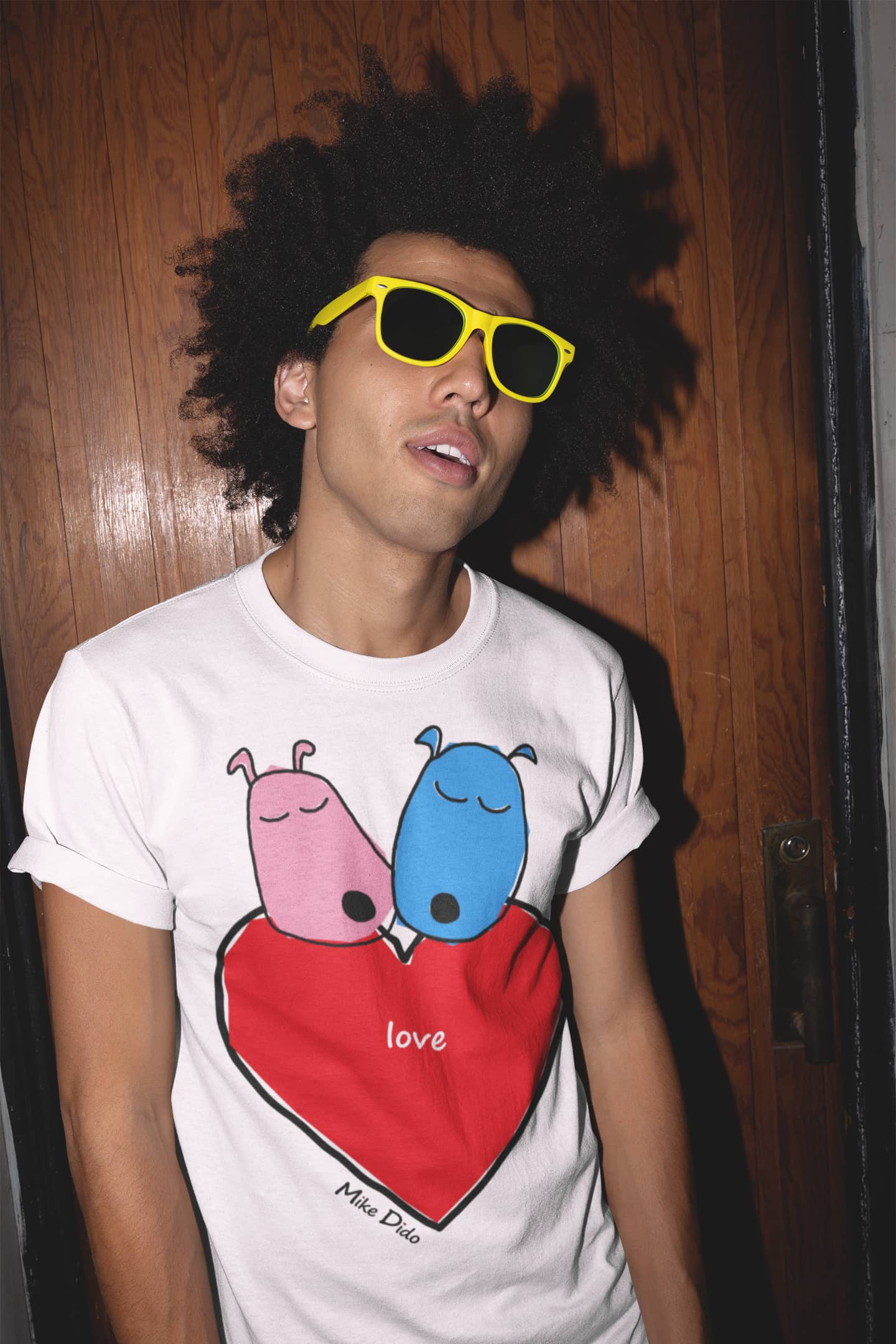 Cute Dogs T-Shirt With Heart By Mike Dido