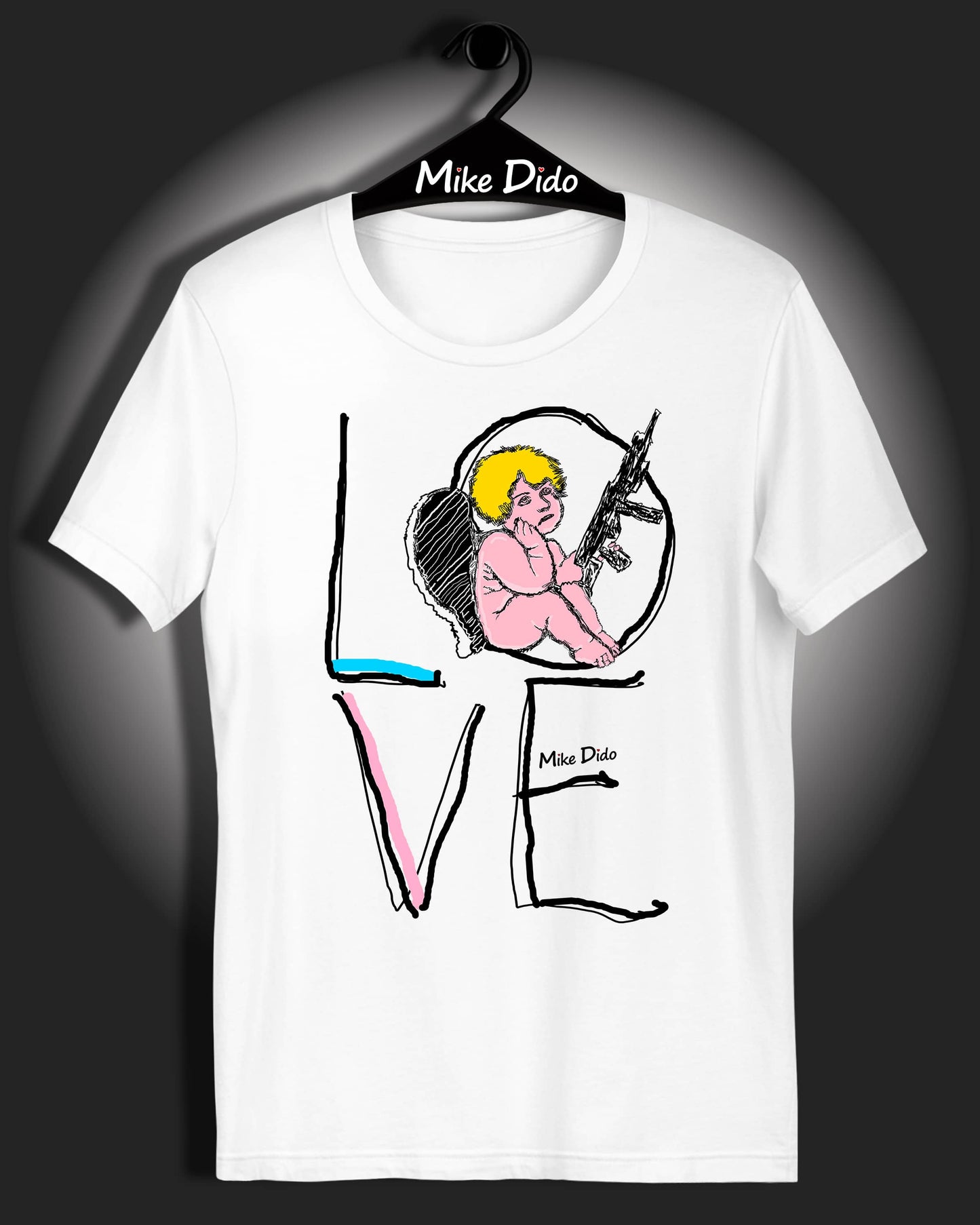 Trendy Love T-Shirt Angel With A Gun by Mike Dido