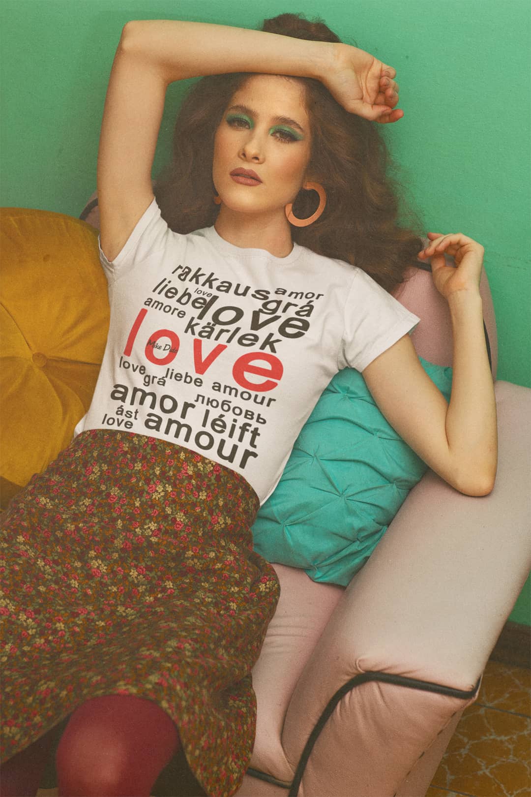 Short Sleeve T-Shirt Love In Different Languages by Mike Dido