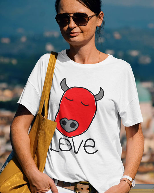 Cool T-Shirt With Red Bull Love by Mike Dido