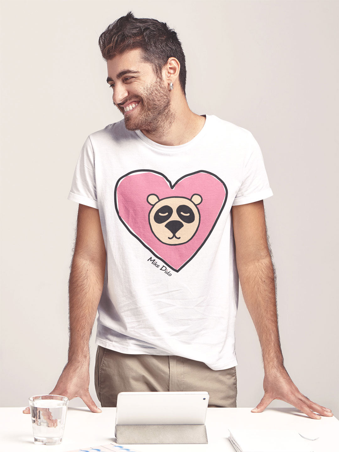 Funny T-Shirt With Panda And Heart By Mike Dido