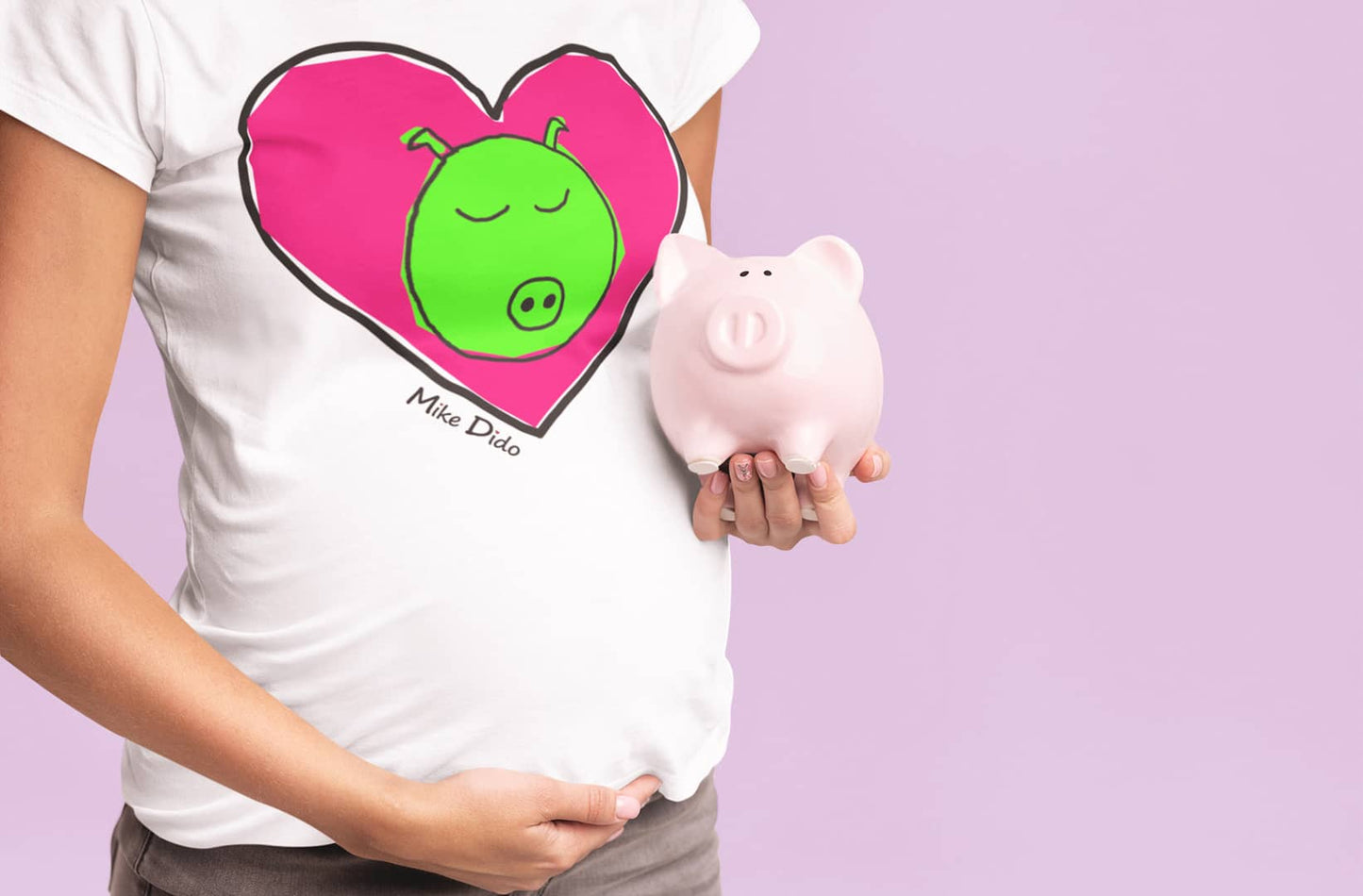 Stylish Piggy T-Shirt And Heart By Mike Dido