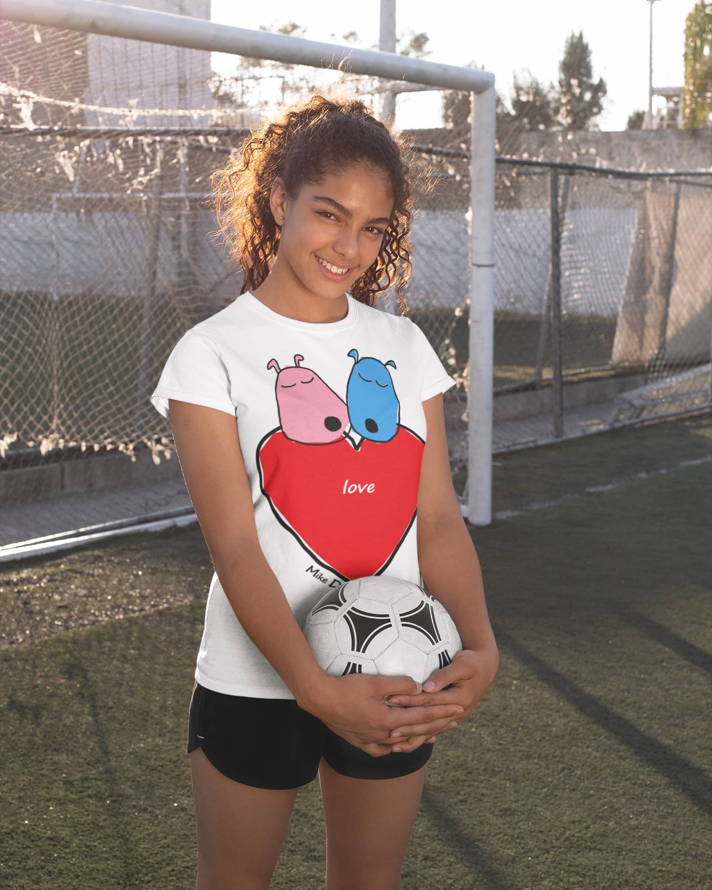 Cute Dogs T-Shirt With Heart By Mike Dido