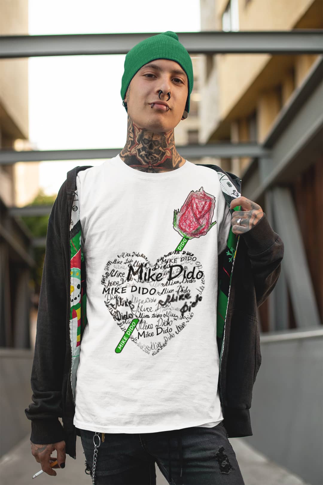 Logo T Shirt Heart Rose by Mike Dido