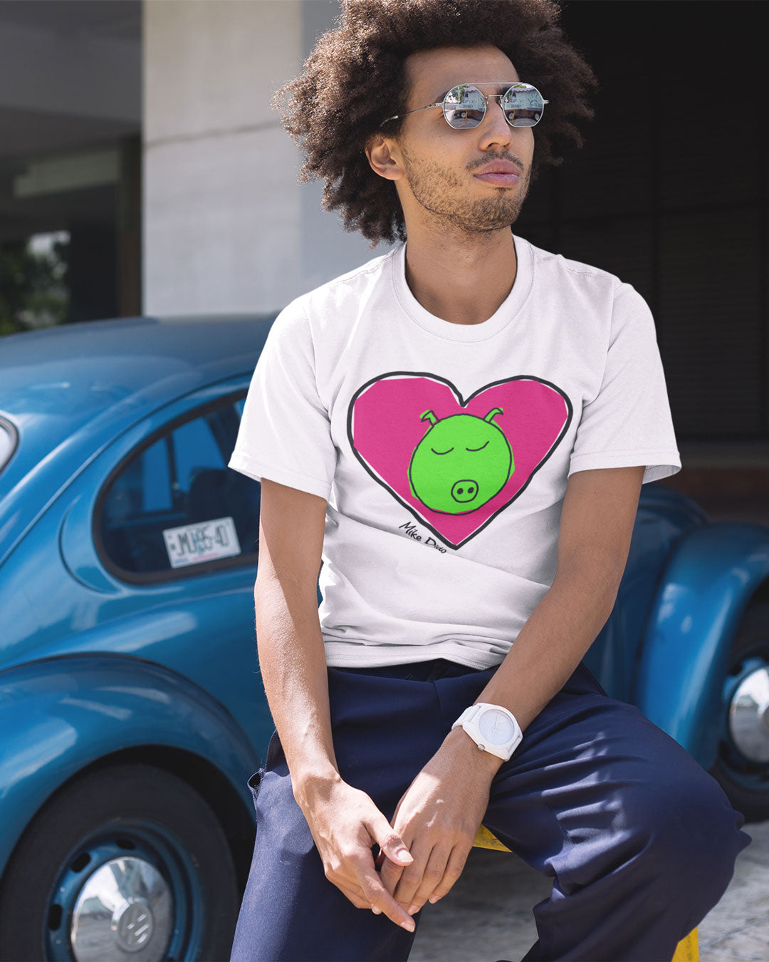 Stylish Piggy T-Shirt And Heart By Mike Dido