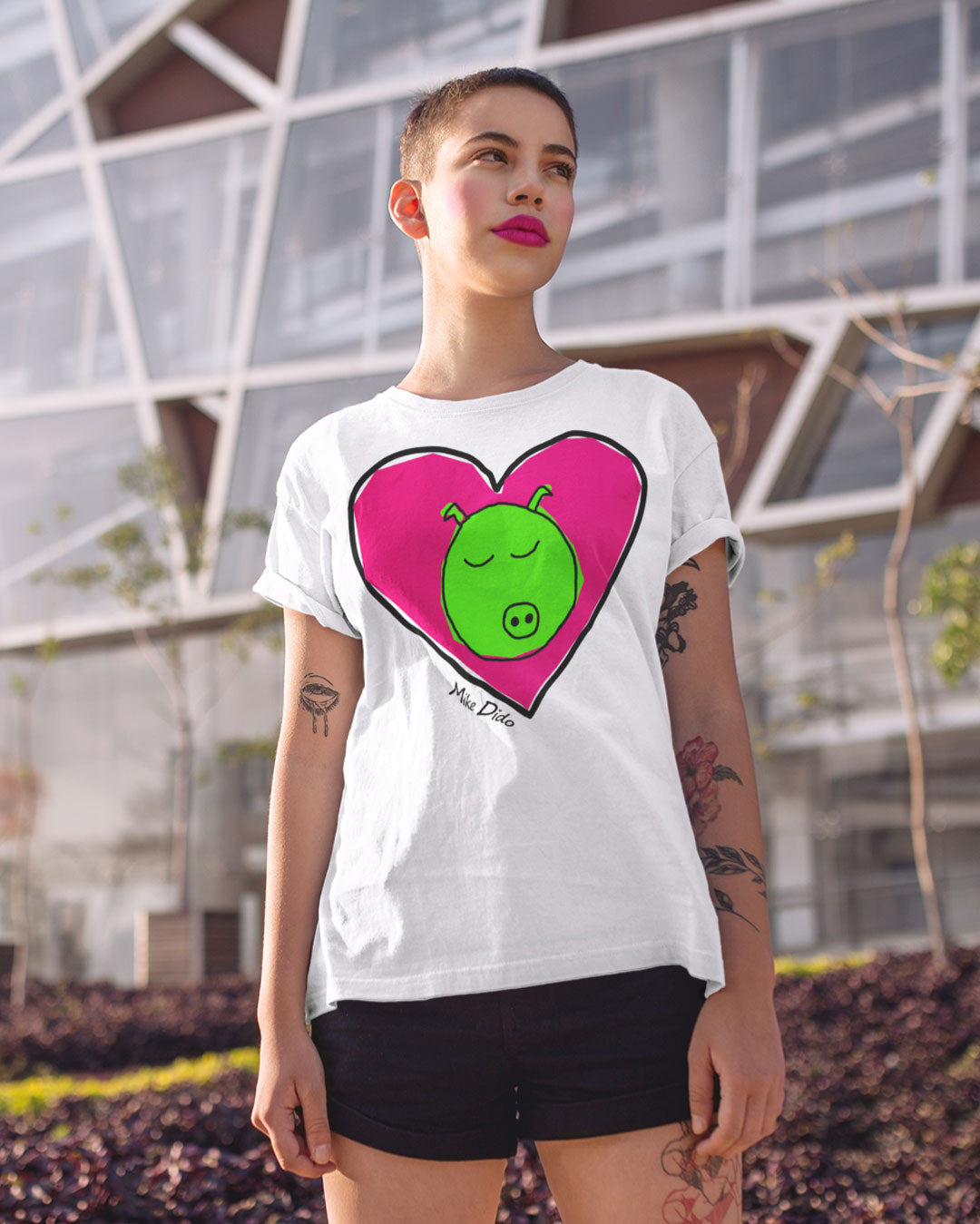 Stylish Piggy T-Shirt And Heart By Mike Dido