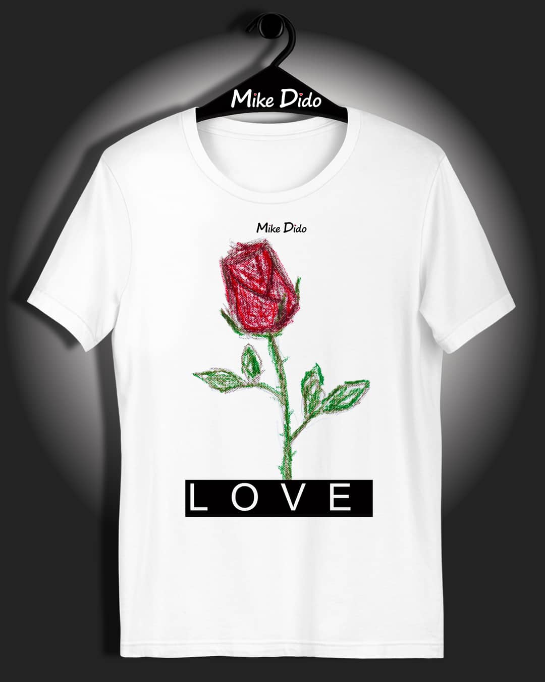 Best Graphic Tee Love Red Rose by Mike Dido