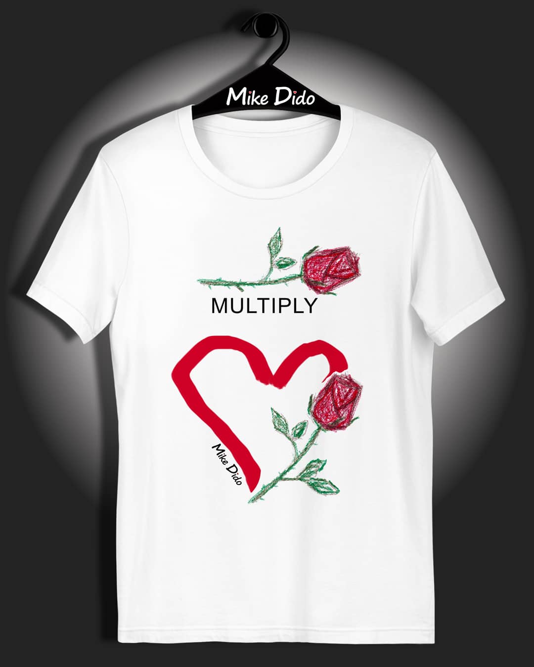 Vintage Graphic Tee Roses Heart by Mike Dido