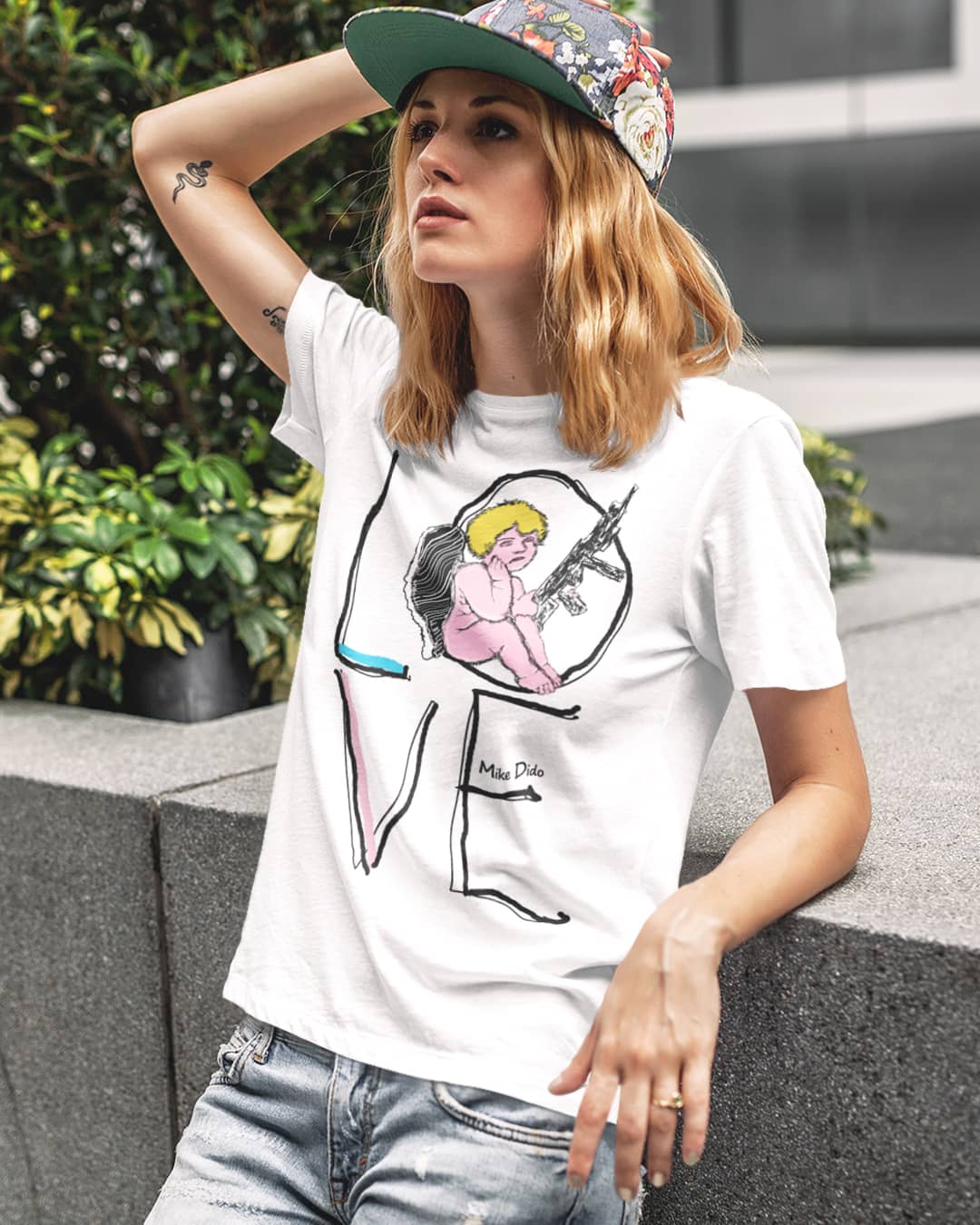 Trendy Love T-Shirt Angel With A Gun by Mike Dido