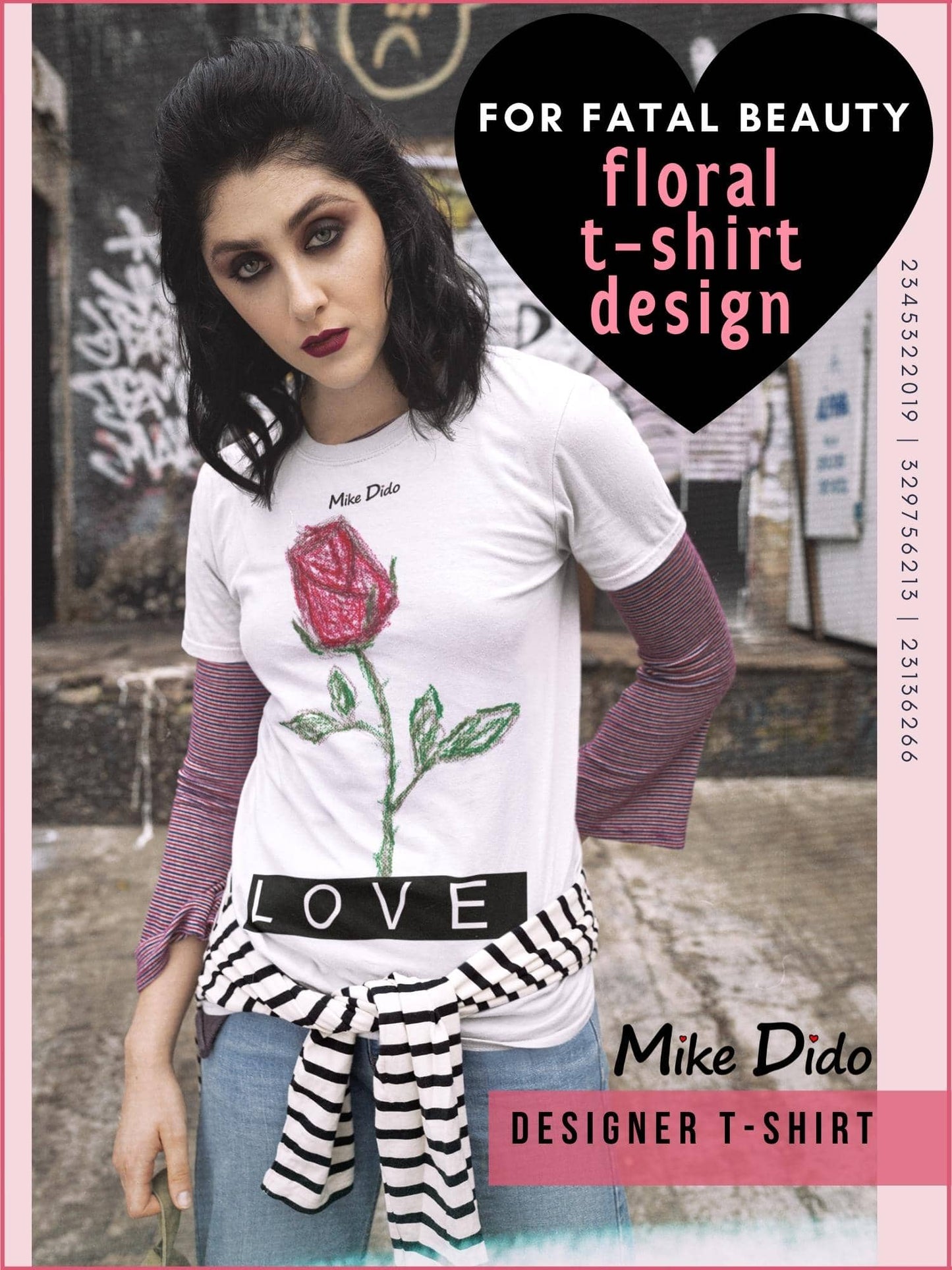 Best Graphic Tee Love Red Rose by Mike Dido